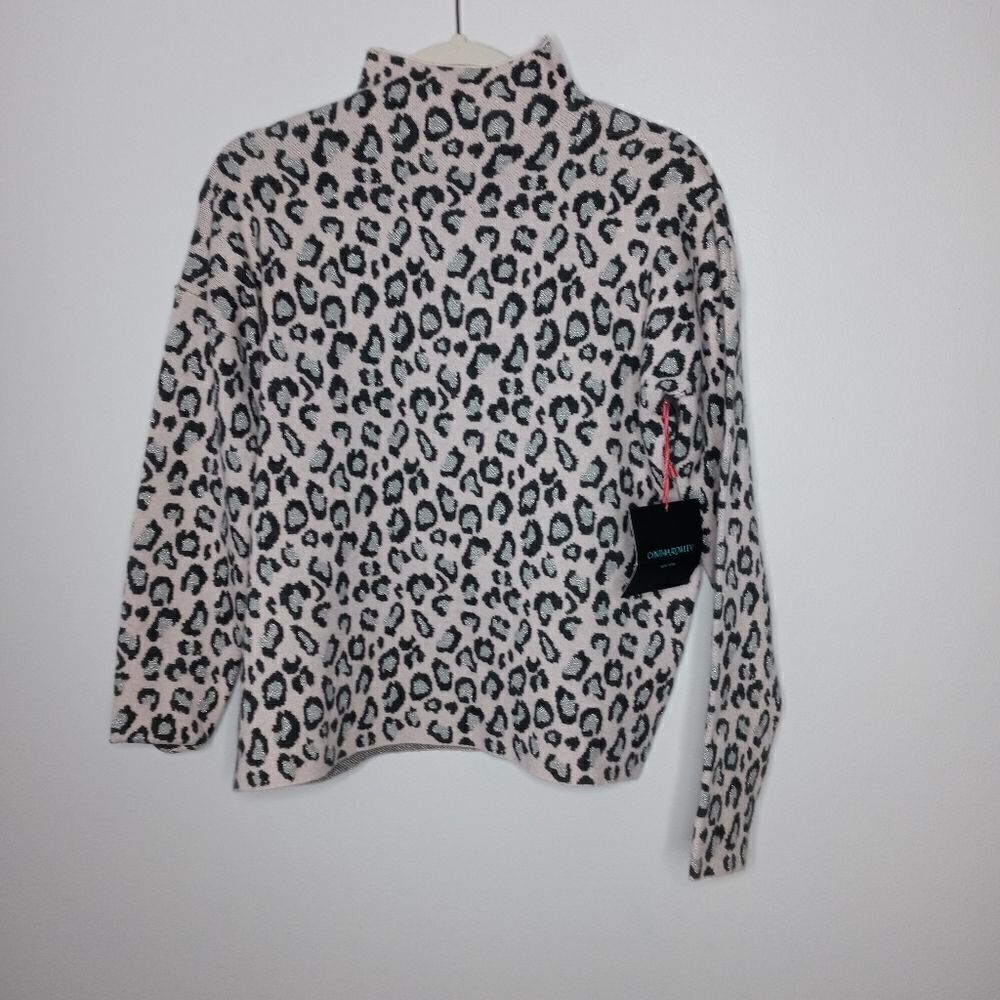 Cynthia Rowley mock neck leopard sweater